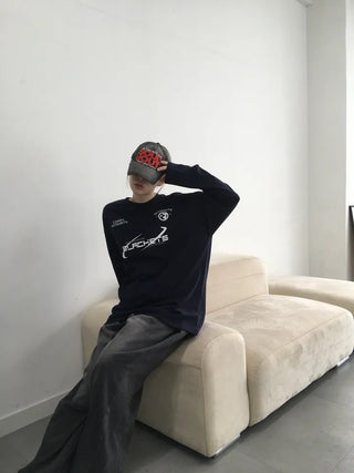 Saro Loose Fit Lettering Long Sleeve Tee