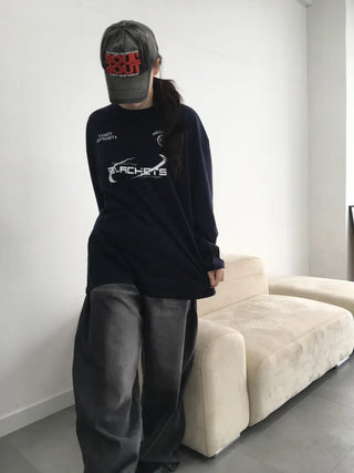 Saro Loose Fit Lettering Long Sleeve Tee