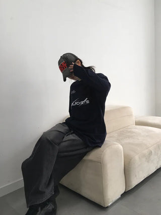 Saro Loose Fit Lettering Long Sleeve Tee