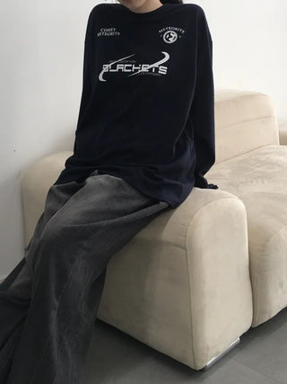 Saro Loose Fit Lettering Long Sleeve Tee