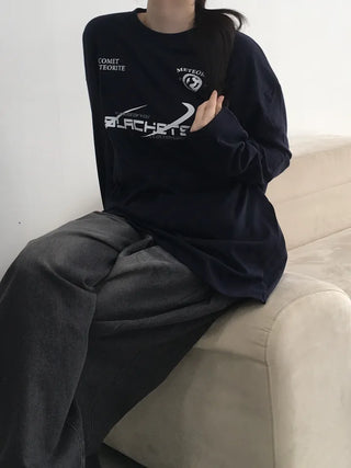 Saro Loose Fit Lettering Long Sleeve Tee