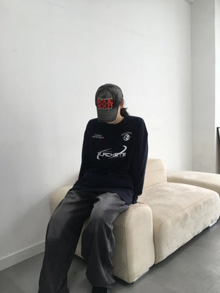 Saro Loose Fit Lettering Long Sleeve Tee