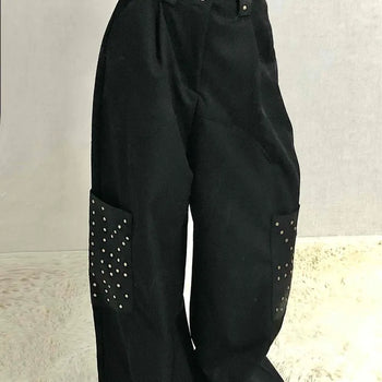 Studded Wide Cargo Long Pants