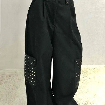 Studded Wide Cargo Long Pants
