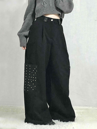 Studded Wide Cargo Long Pants