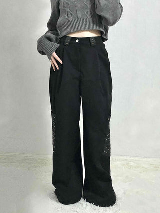 Studded Wide Cargo Long Pants