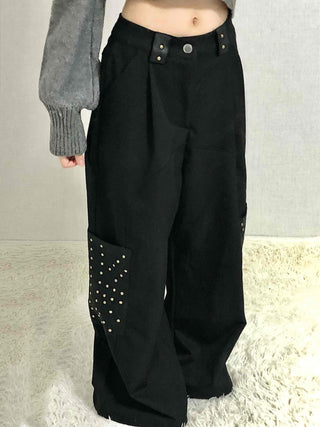 Studded Wide Cargo Long Pants