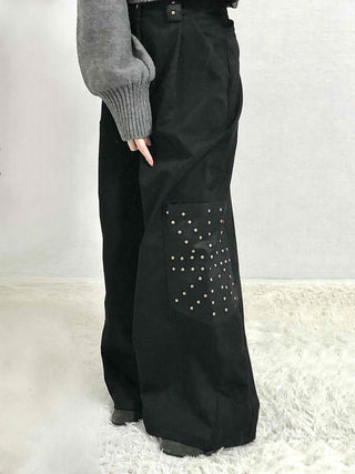 Studded Wide Cargo Long Pants