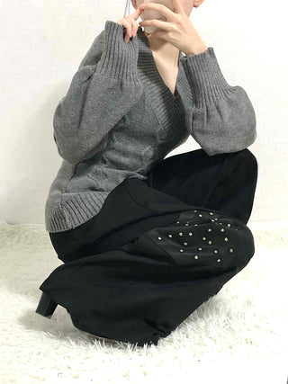 Studded Wide Cargo Long Pants