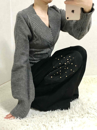 Studded Wide Cargo Long Pants