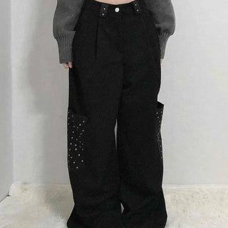 Studded Wide Cargo Long Pants