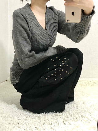 Studded Wide Cargo Long Pants