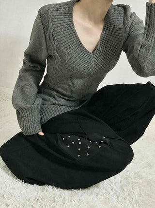 Studded Wide Cargo Long Pants