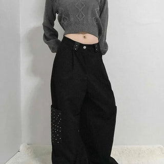 Studded Wide Cargo Long Pants