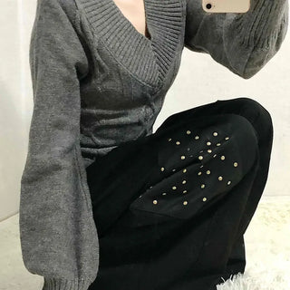 Studded Wide Cargo Long Pants