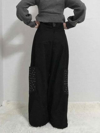 Studded Wide Cargo Long Pants