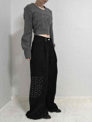 Studded Wide Cargo Long Pants