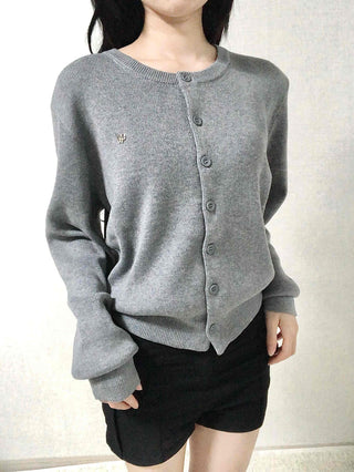 Soft Balloon Sleeve Round Neck Knit Cardigan