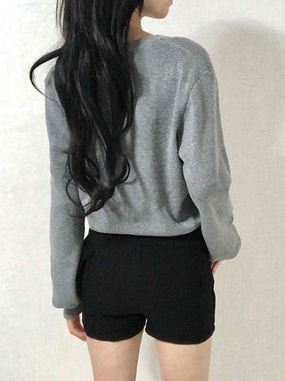 Soft Balloon Sleeve Round Neck Knit Cardigan