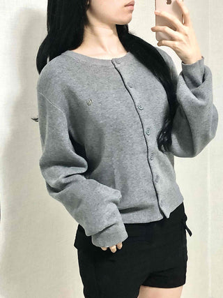 Soft Balloon Sleeve Round Neck Knit Cardigan