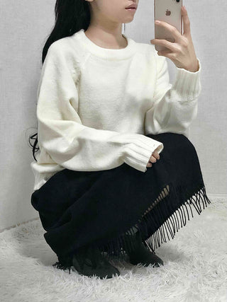 Wool Blend Round Neck Cable Knit