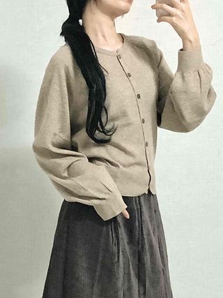 Soft Daily Round Neck Loose Fit Knit Cardigan