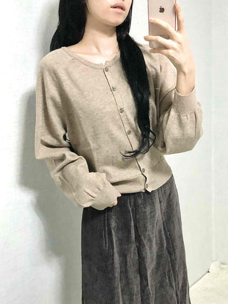 Soft Daily Round Neck Loose Fit Knit Cardigan