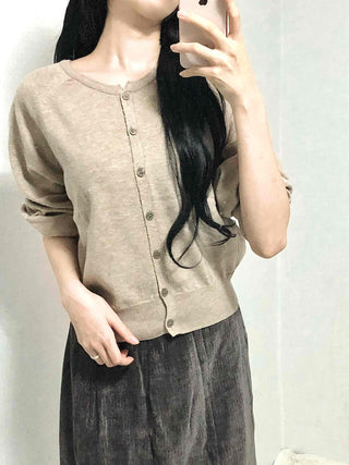 Soft Daily Round Neck Loose Fit Knit Cardigan