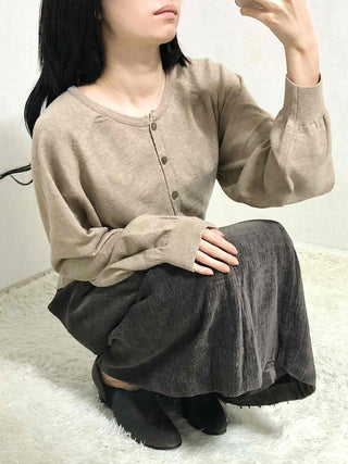 Soft Daily Round Neck Loose Fit Knit Cardigan