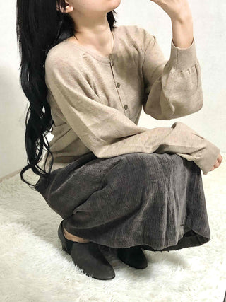 Soft Daily Round Neck Loose Fit Knit Cardigan