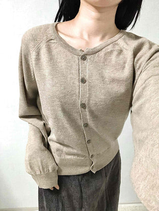 Soft Daily Round Neck Loose Fit Knit Cardigan