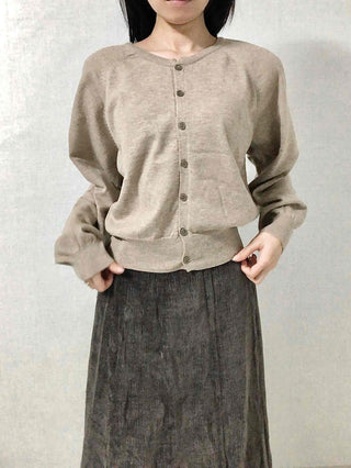 Soft Daily Round Neck Loose Fit Knit Cardigan