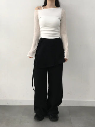 Neru See-through Ribbon Shirred Top