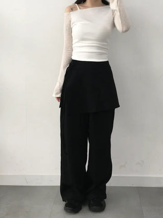 Neru See-through Ribbon Shirred Top