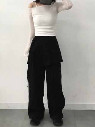Neru See-through Ribbon Shirred Top