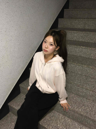 Delicate Fit See-through Zip-Up Hoodie