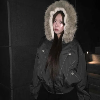 Faux Fur Hooded MA-1 Loose Fit Jumper