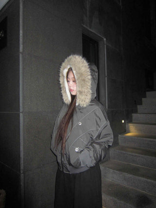 Faux Fur Hooded MA-1 Loose Fit Jumper