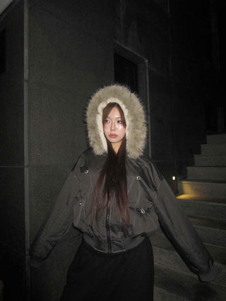 Faux Fur Hooded MA-1 Loose Fit Jumper