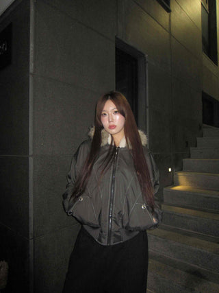 Faux Fur Hooded MA-1 Loose Fit Jumper