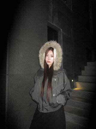 Faux Fur Hooded MA-1 Loose Fit Jumper
