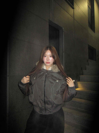Faux Fur Hooded MA-1 Loose Fit Jumper