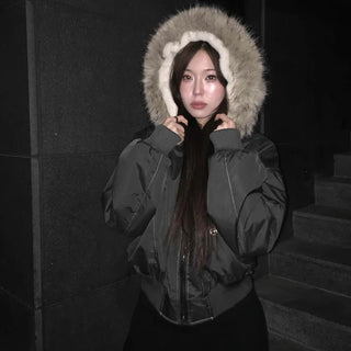 Faux Fur Hooded MA-1 Loose Fit Jumper