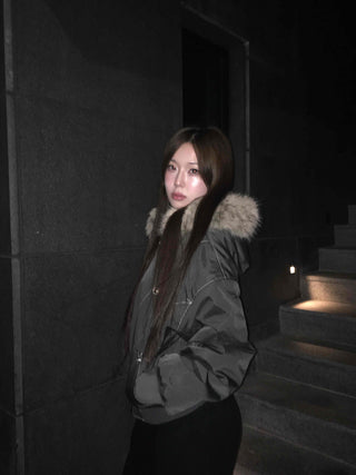 Faux Fur Hooded MA-1 Loose Fit Jumper