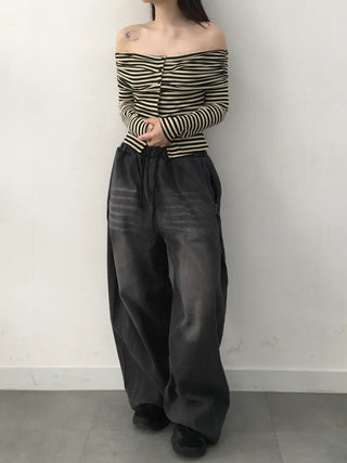 Jami Balloon Wide Elastic Long Denim Pants