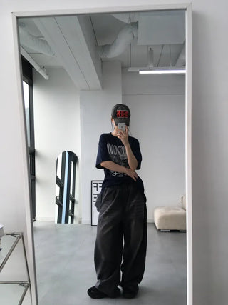 Jami Balloon Wide Elastic Long Denim Pants