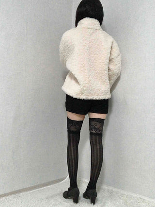 Shearling High-Neck Single Contrast Button Short Jacket
