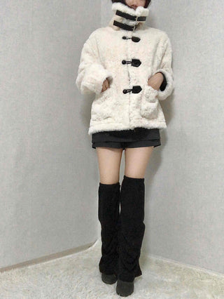 Shearling Toggle Button Medium Jacket