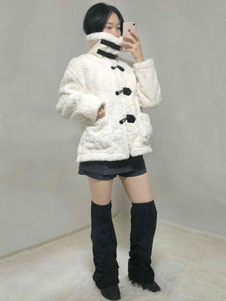 Shearling Toggle Button Medium Jacket