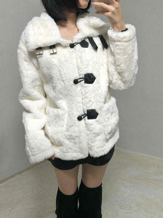 Shearling Toggle Button Medium Jacket